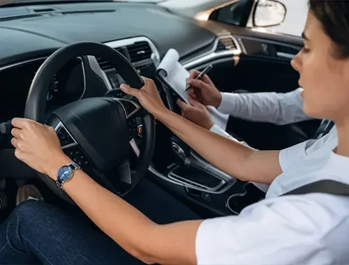 Student completing realistic VicRoads test practice in an automatic driving lesson